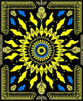 Radiant Sunburst Abstract Mandala Design Rug