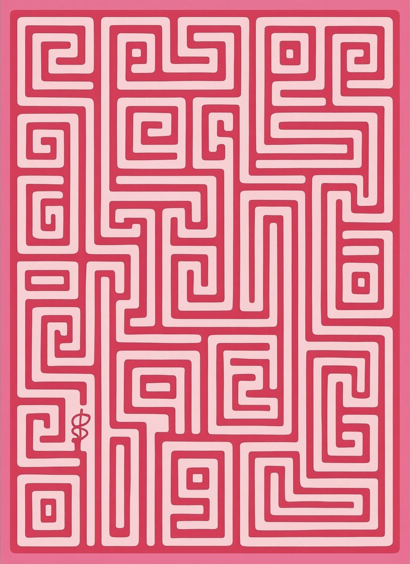 Pink Maze Pattern Rug