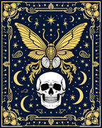 Mysterious Night Sky Moth Skull Design Rug