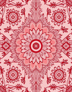 Intricate Red Floral Mandala Pattern Rug