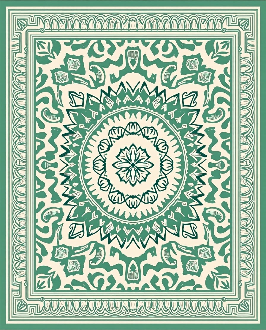 Greenery Floral medallion Pattern Rug