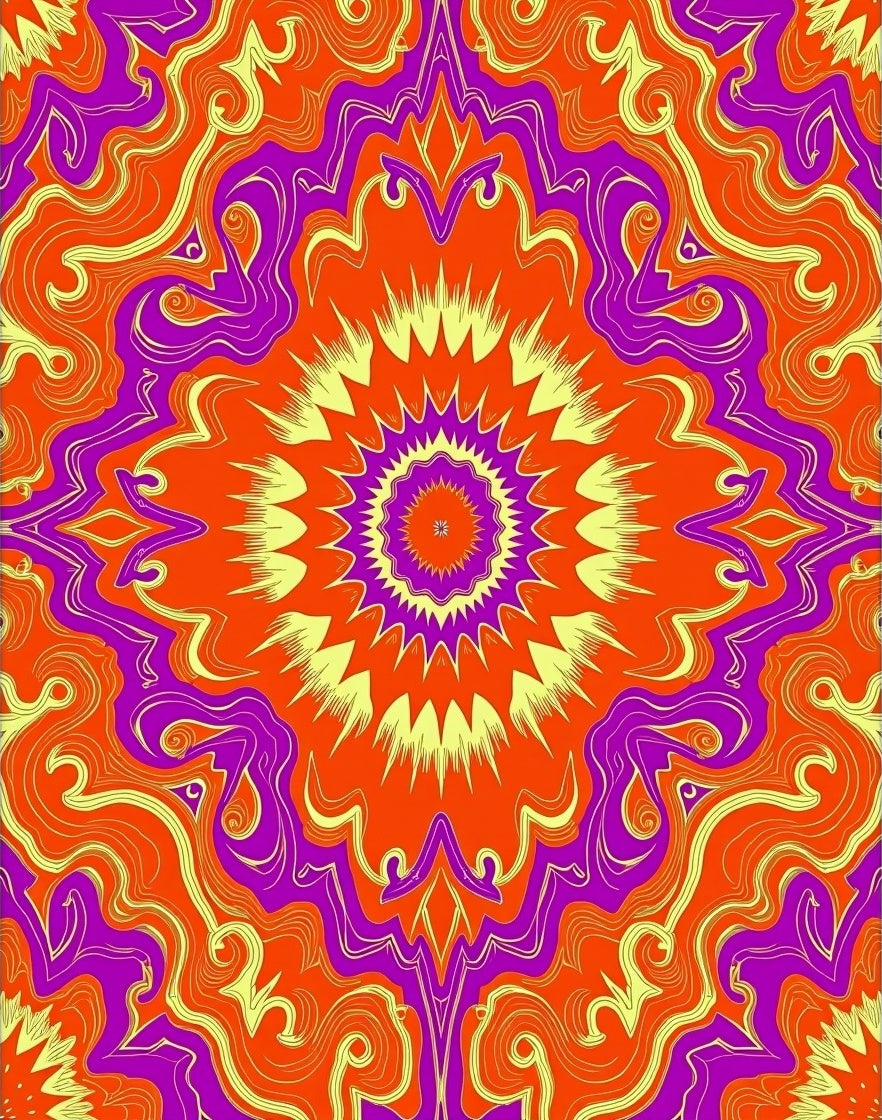 Psychedelic Swirls Mandala Style Rug