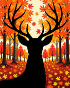 Deer Autumn Forest Scene Rug