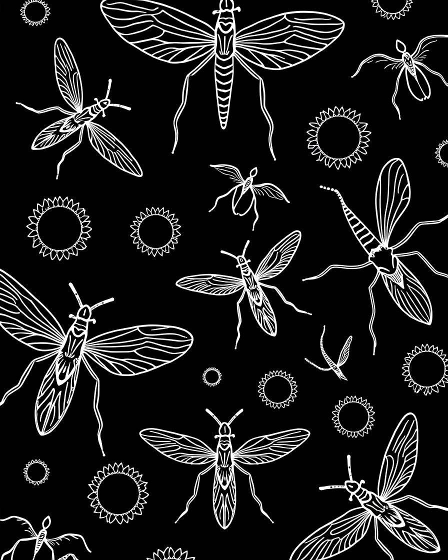 Insect Sunburst Silhouette Design Rug