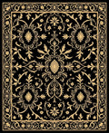 Ornate Gold Floral Scrollwork Pattern Rug