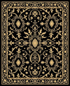 Ornate Gold Floral Scrollwork Pattern Rug