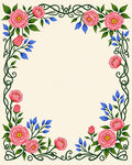 Elegant Pink Rose Vine Pattern Rug