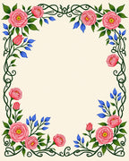 Elegant Pink Rose Vine Pattern Rug