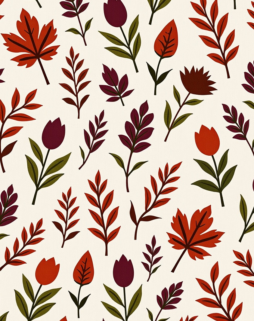 Autumn Leaves Floral Pattern Decor Rug