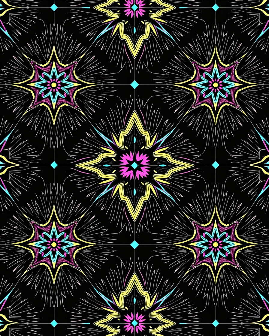 Vibrant Starburst Floral Pattern Rug
