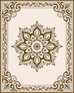Ornate Mandala Decorative Frame Design Rug