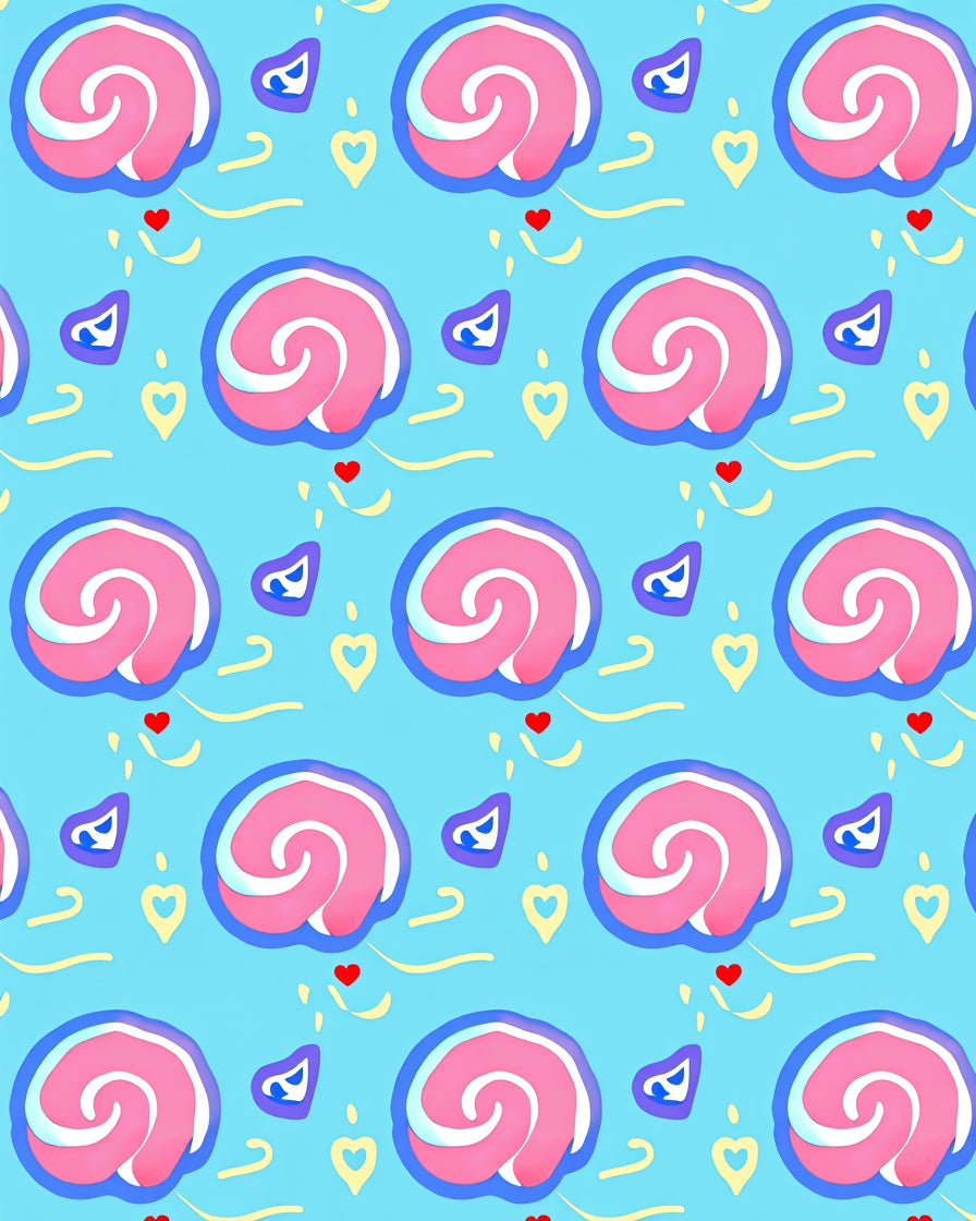 Playful Pink Swirls Hearts Pattern Rug