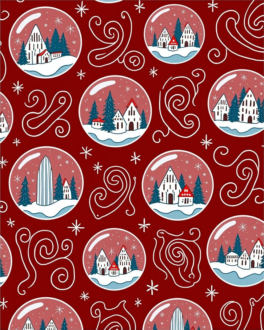 Whimsical Snow Globe Village Pattern Rug