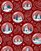 Whimsical Snow Globe Village Pattern Rug