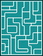Teal White Interlocking Geometric Pattern Rug