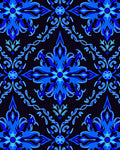 Intricate Blue Floral Scroll Pattern Rug