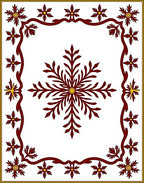 Crimson Snowflakes Border Yellow Accent Rug