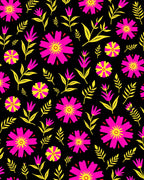 Bold Pink Yellow Floral Pattern Rug