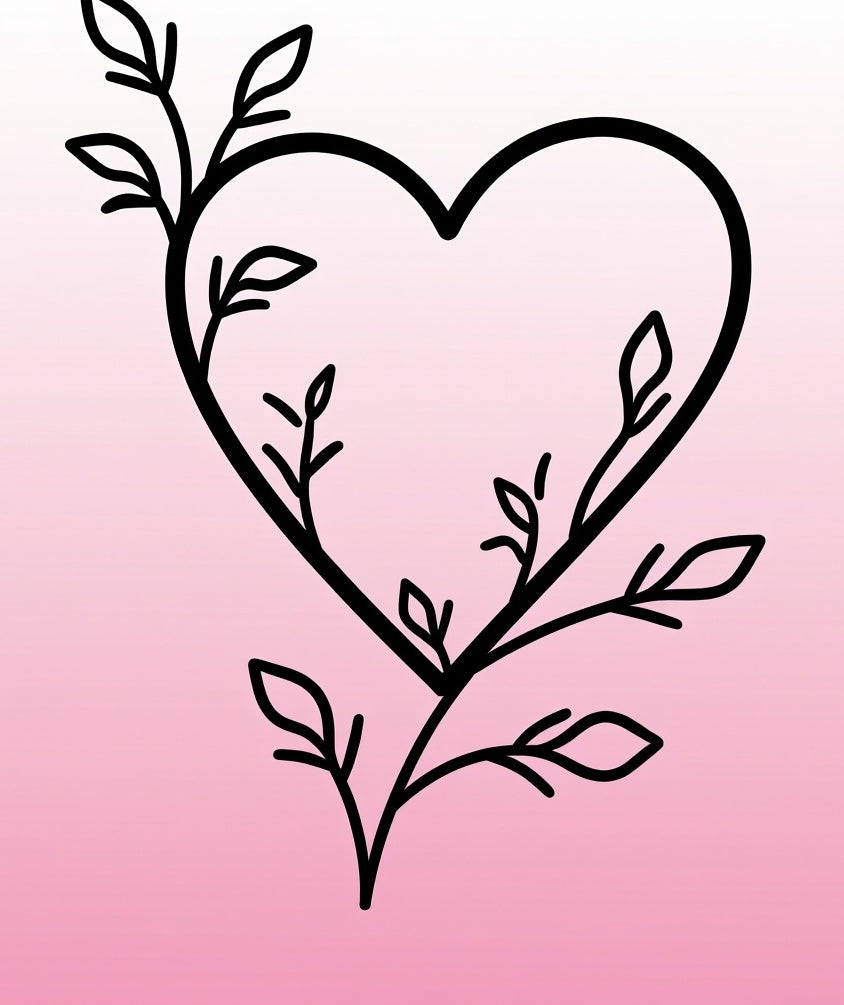 Vine Heart With Leaves Design Rug