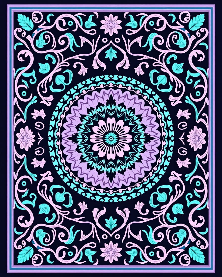 Floral Mandala Patterned Vintage Deco Rug