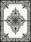Classic Black White Floral Pattern Rug