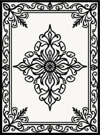 Classic Black White Floral Pattern Rug