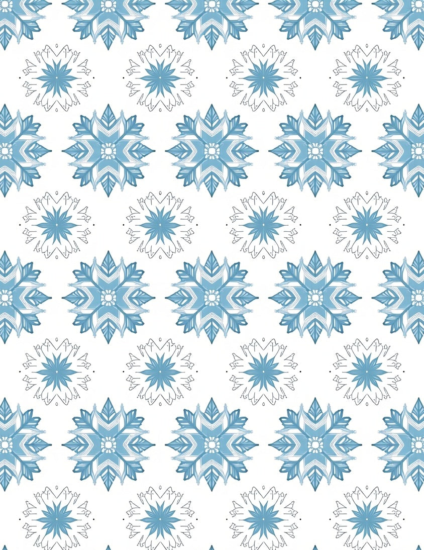 Light Blue Snowflake Mandala Arrangement Rug