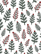 Dark Pine Red Berry Botanical Sparse Rug