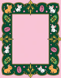 Playful Puppies Green Geometric Frame Rug