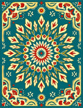 Ornate Red Yellow Stylized Floral Rug