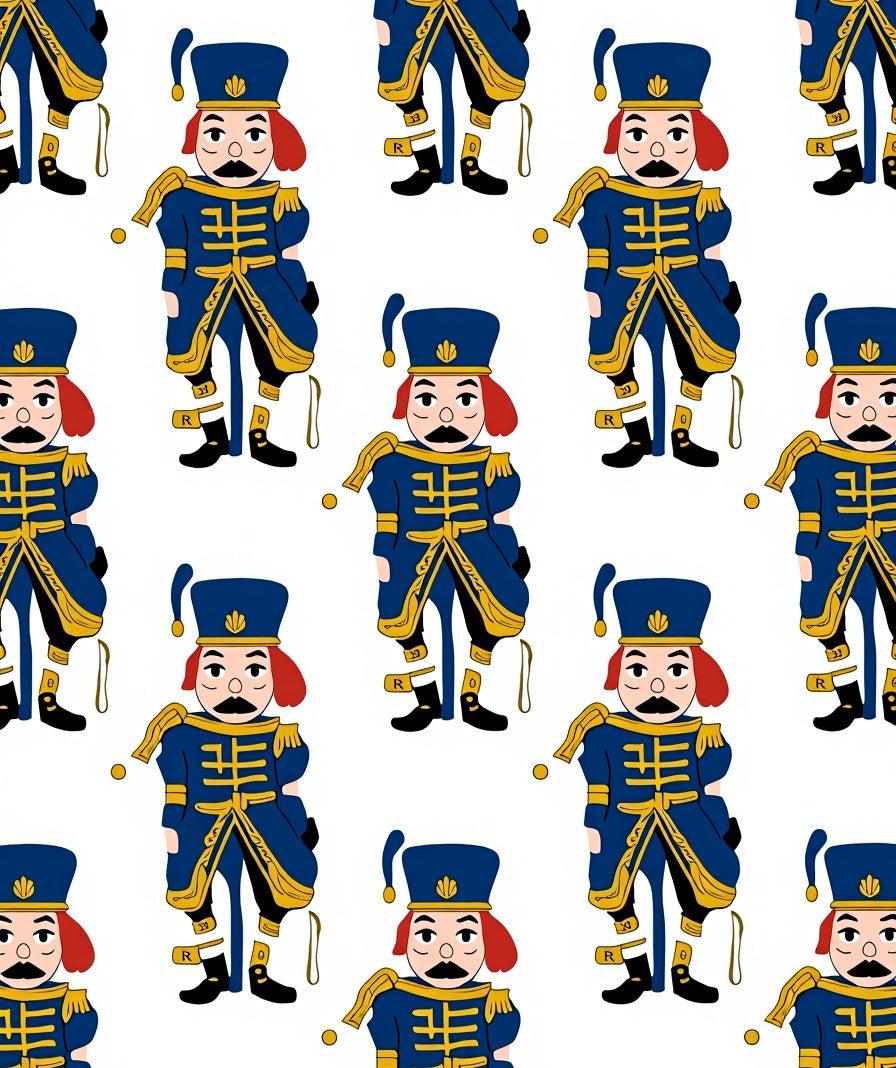Blue Gold Nutcracker Soldiers Repeat Rug
