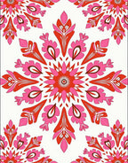 Dynamic Red Pink Floral Medallion Design Rug