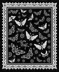White Butterflies Floral Motif Design Rug