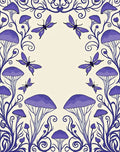 Enchanting Purple Mushroom Butterfly Border Rug