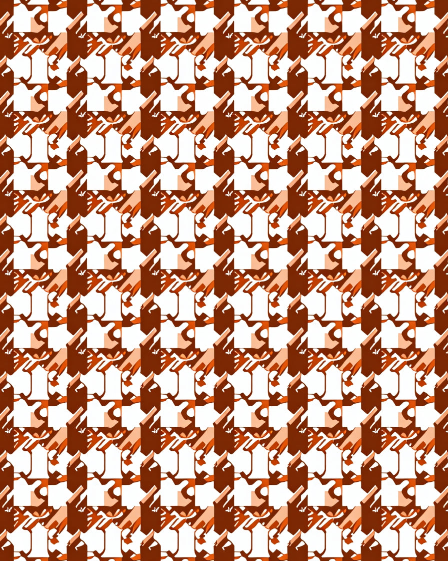 Houndstooth Pattern Abstract Warm Tones Rug