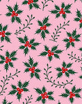 Pink Festive Holly Berry Pattern Rug