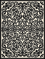 Intricate Black Cream Scroll Pattern Rug