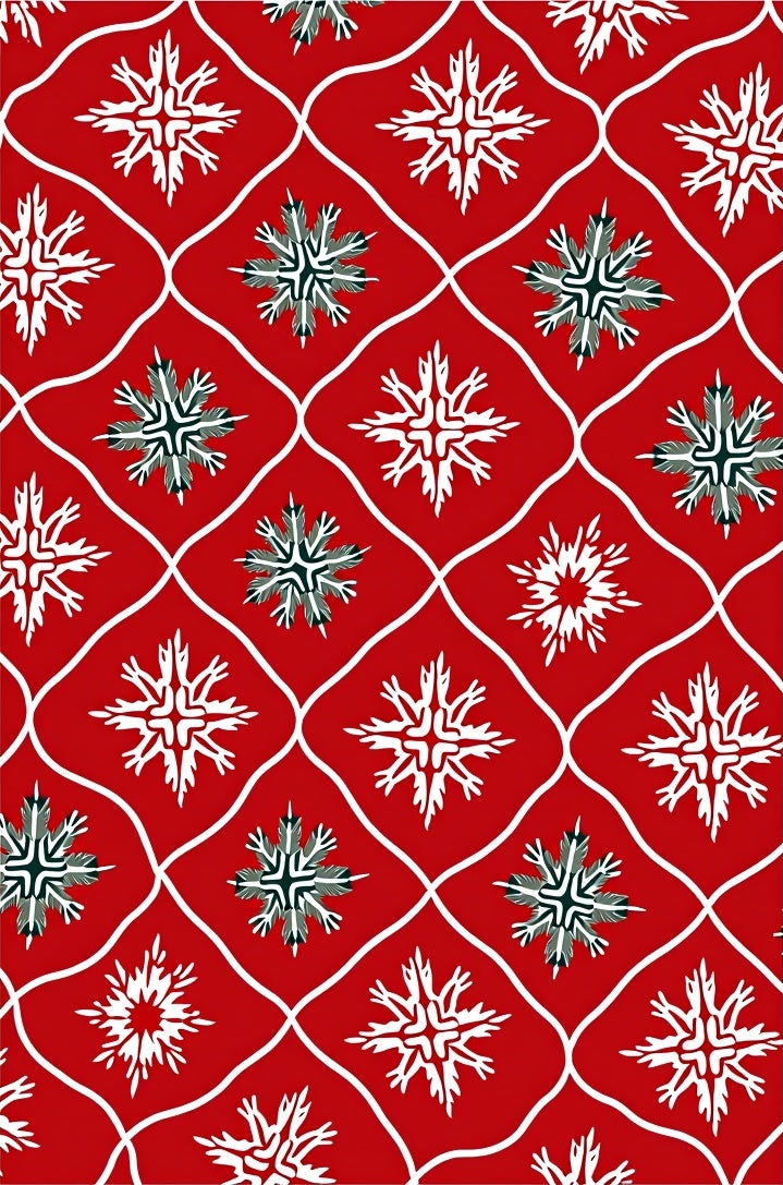 Red Snowflake Lattice Pattern Rug