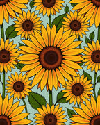 Floral Yellow Sunflower Pattern Rug