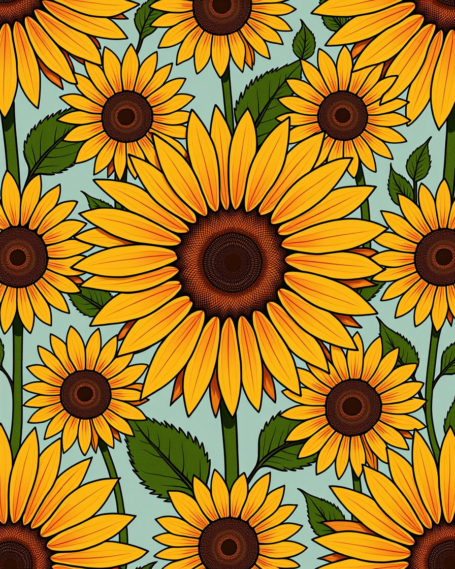 Floral Yellow Sunflower Pattern Rug