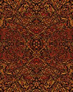 Fiery Organic Symmetrical Pattern Rug