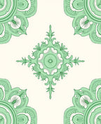 Vintage Green Abstract Tile Rug