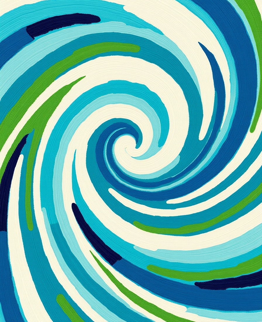 Swirling Blue Green Abstract Design Rug