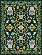 Ornate Floral Border With Daisies Rug