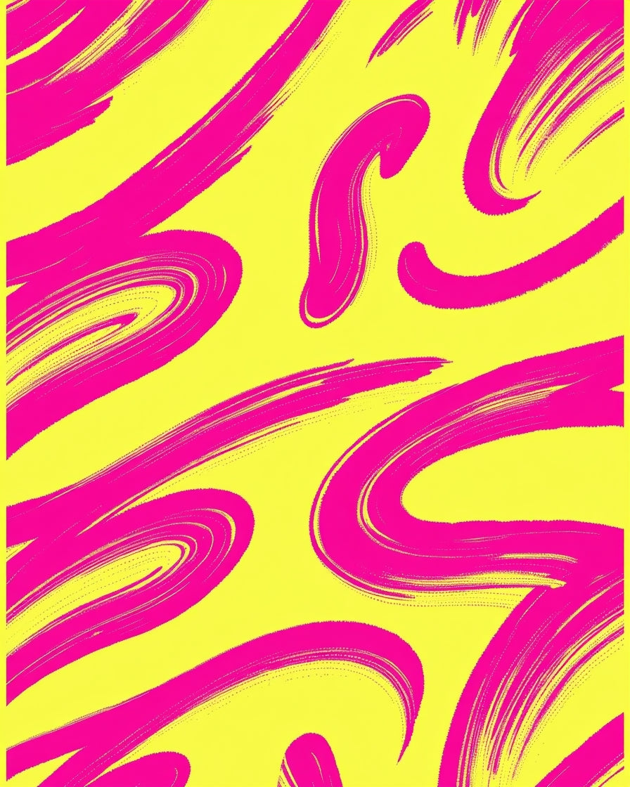 Vibrant Pink Brushstrokes Yellow Pattern Rug