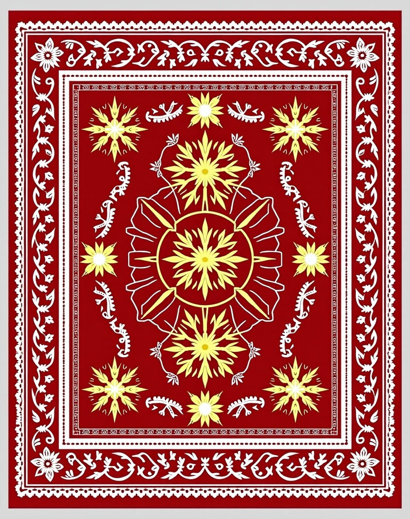 Bold Floral Starburst Red Rug