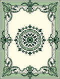 Ornate Green Floral Mandala Frame Rug
