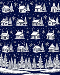 Whimsical Winter Village Snowflake Pattern Rug