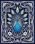 Majestic Blue Peacock Art Nouveau Rug