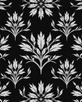 Elegant White Floral Black Pattern Rug